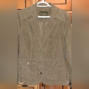 Ladies Eddie Bauer Brown Corduroy 3-button Front Jacket Blazar Fall Outdoor Med
